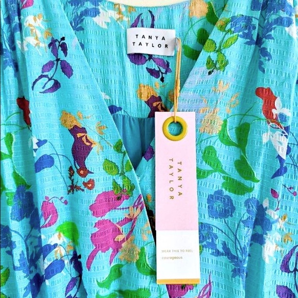 TANYA TAYLOR SILK ZORA RUCHED SHORT SLEEVE DRESS - Picture 2 of 12